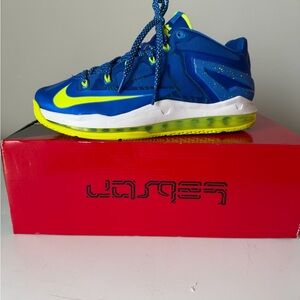 Nike LeBron XI Low Sprite Blue Yellow Basketball Sneakers 642849-471 Men